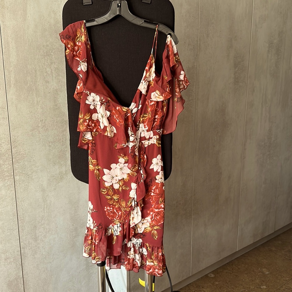 NICHOLAS 100% SILK FLORAL RUFLE MINIDRESS SIZE US 2